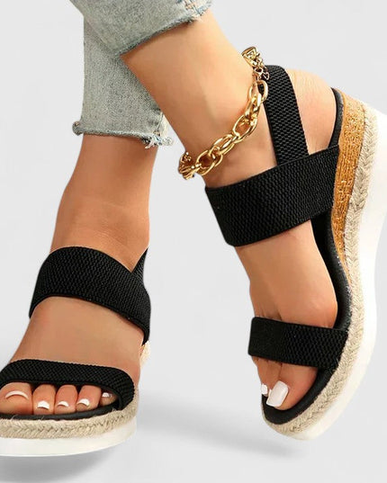 Women's Espadrille Platform Sandals with Elastic Straps