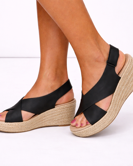 Women's Espadrille Wedges with Crisscross Straps
