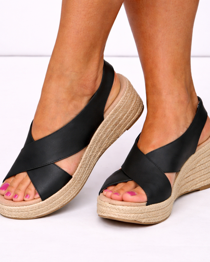 Women's Espadrille Wedges with Crisscross Straps