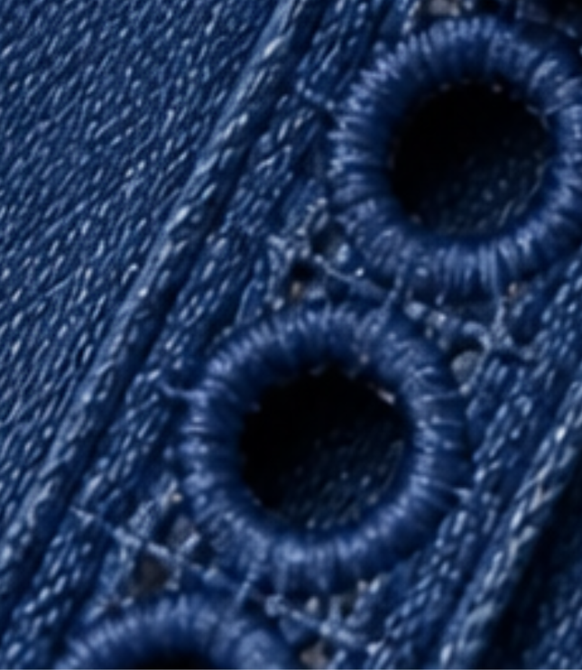 Women's Eyelet Trim Short Sleeve Denim Midi Dress