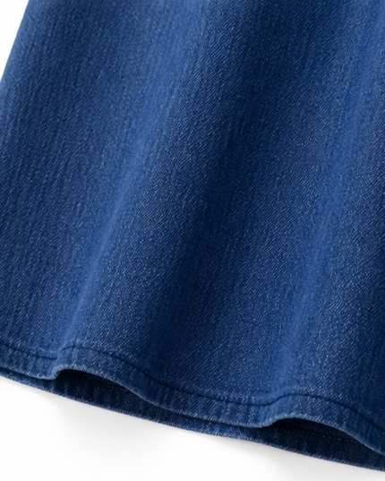 Women's Eyelet Trim Short Sleeve Denim Midi Dress