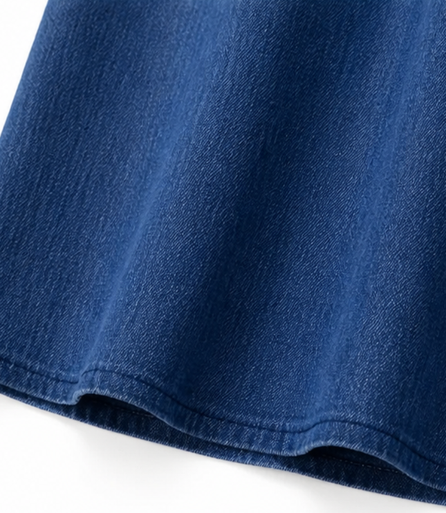Women's Eyelet Trim Short Sleeve Denim Midi Dress