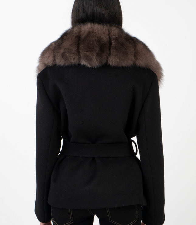Women's Faux Fur Collar Tailored Winter Jacket