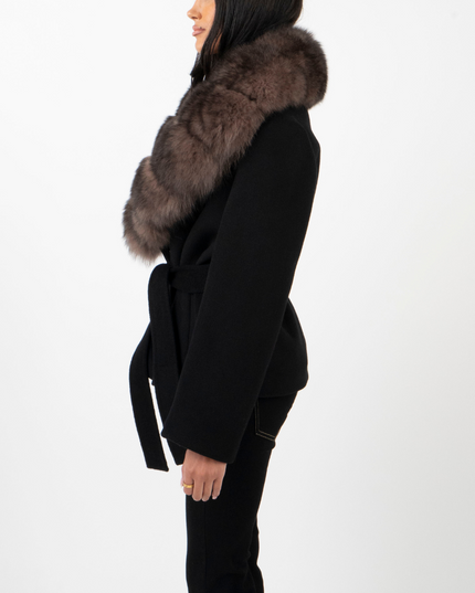 Women's Faux Fur Collar Tailored Winter Jacket