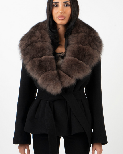 Women's Faux Fur Collar Tailored Winter Jacket