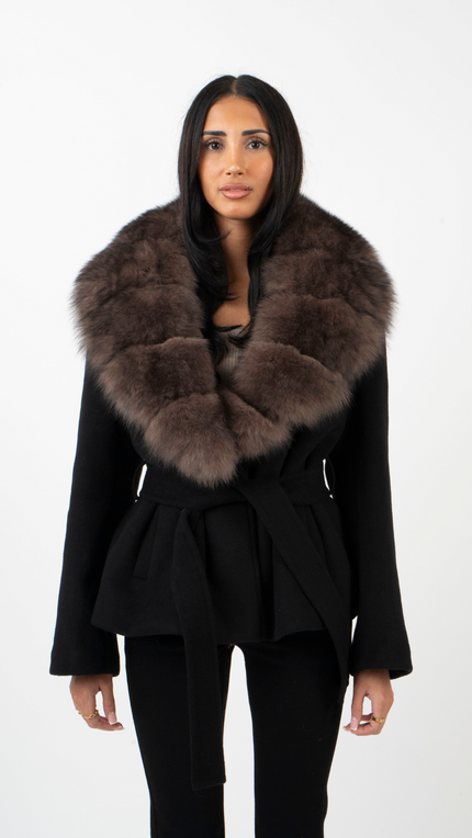 Women's Faux Fur Collar Tailored Winter Jacket