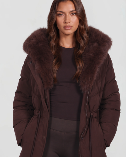 Women's Faux Fur Hooded Long Quilted Puffer Coat