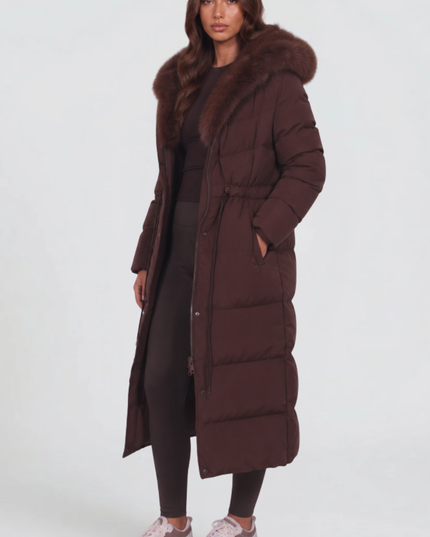 Women's Faux Fur Hooded Long Quilted Puffer Coat