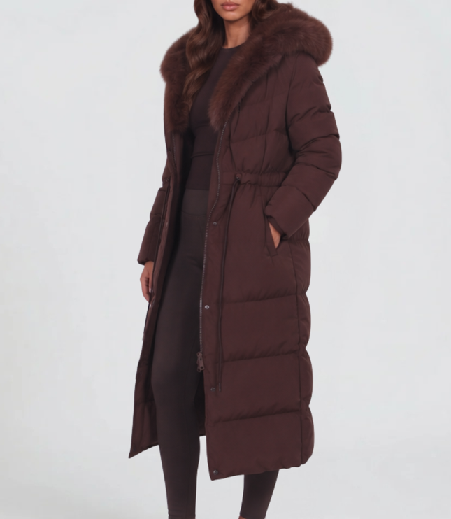 Women's Faux Fur Hooded Long Quilted Puffer Coat