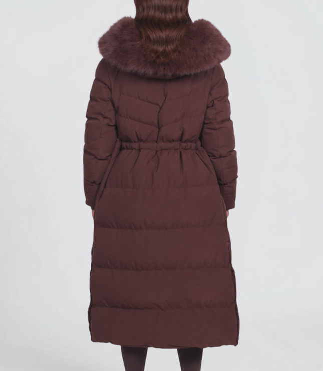 Women's Faux Fur Hooded Long Quilted Puffer Coat