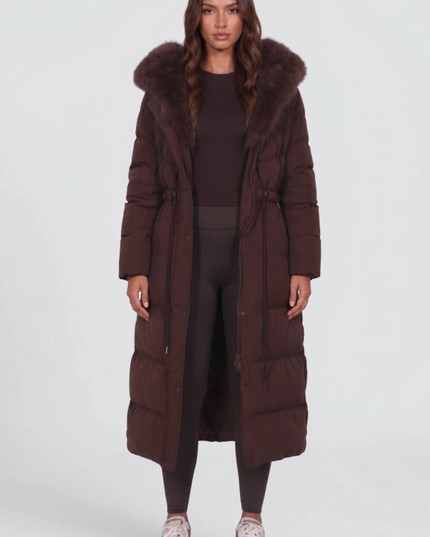 Women's Faux Fur Hooded Long Quilted Puffer Coat