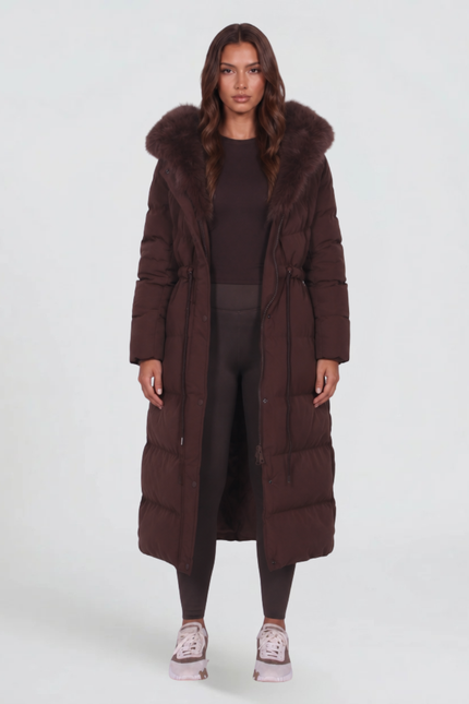 Women's Faux Fur Hooded Long Quilted Puffer Coat