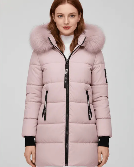 Women's Faux Fur Trim Hooded Longline Puffer Coat