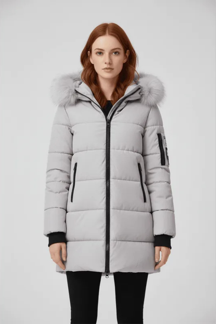 Women's Faux Fur Trim Hooded Longline Puffer Coat