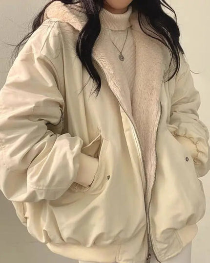 Women's Faux Shearling Hood Bomber Jacket
