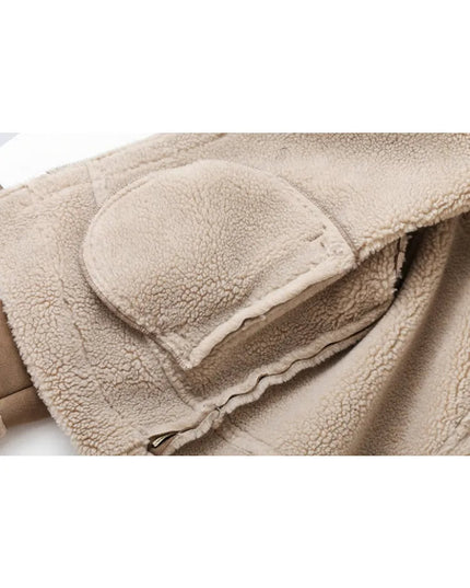 Women's Faux Suede Aviator Jacket with Shearling Trim