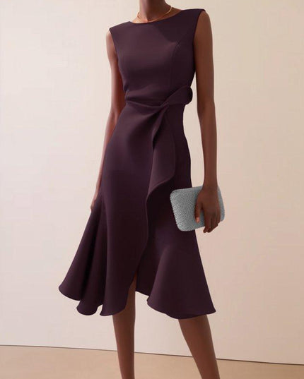 Women's Fitted Red Dress with a Ruffled Flounce Hem