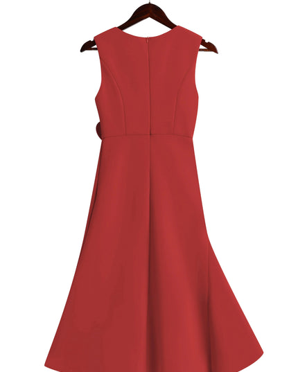Women's Fitted Red Dress with a Ruffled Flounce Hem
