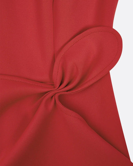 Women's Fitted Red Dress with a Ruffled Flounce Hem