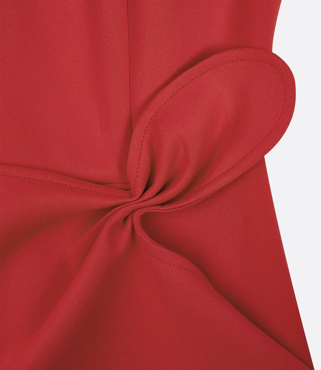 Women's Fitted Red Dress with a Ruffled Flounce Hem