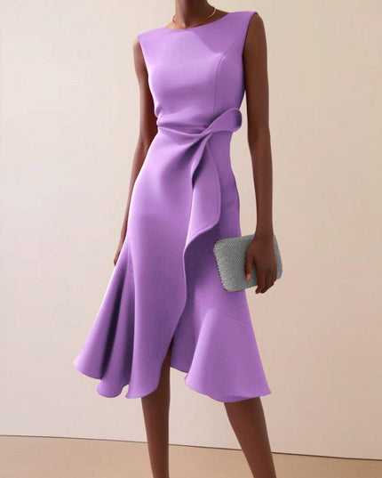 Women's Fitted Red Dress with a Ruffled Flounce Hem
