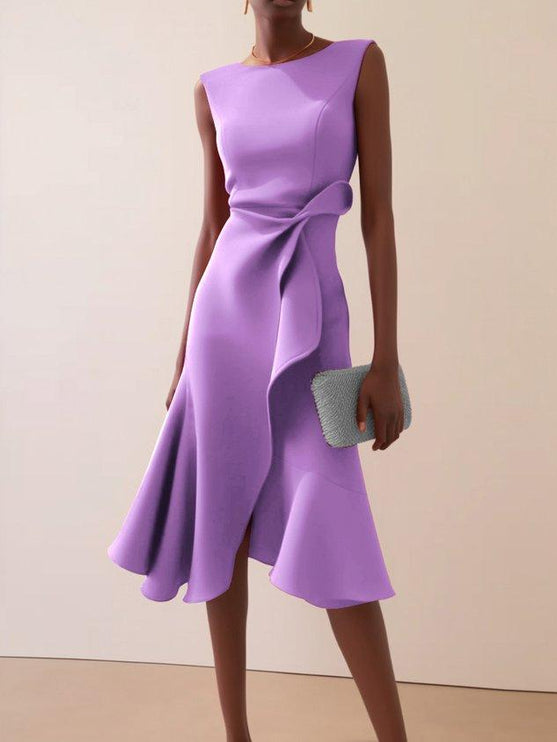 Women's Fitted Red Dress with a Ruffled Flounce Hem