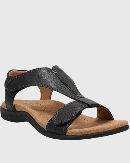 Women's Flat Sandals with a Hook-and-Loop Ankle Strap