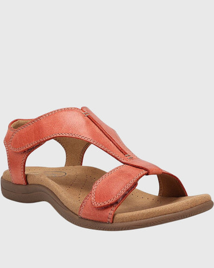 Women's Flat Sandals with a Hook-and-Loop Ankle Strap