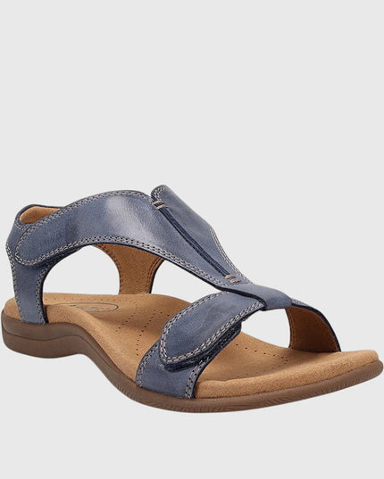 Women's Flat Sandals with a Hook-and-Loop Ankle Strap