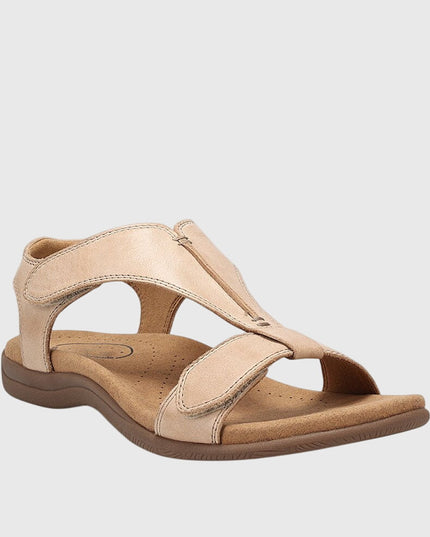 Women's Flat Sandals with a Hook-and-Loop Ankle Strap