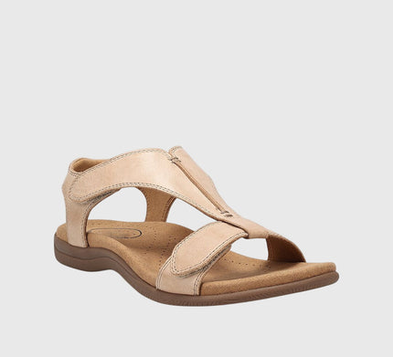 Women's Flat Sandals with a Hook-and-Loop Ankle Strap