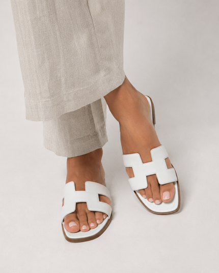 Women's Flat Slides with a Cut-Out Strap Design