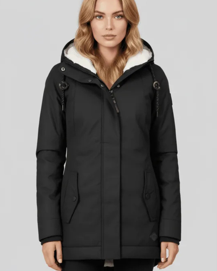 Women's Fleece Lined Hooded Longline Winter Parka Coat