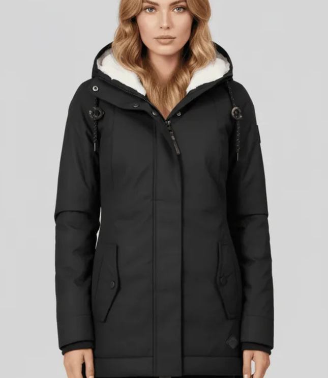 Women's Fleece Lined Hooded Longline Winter Parka Coat
