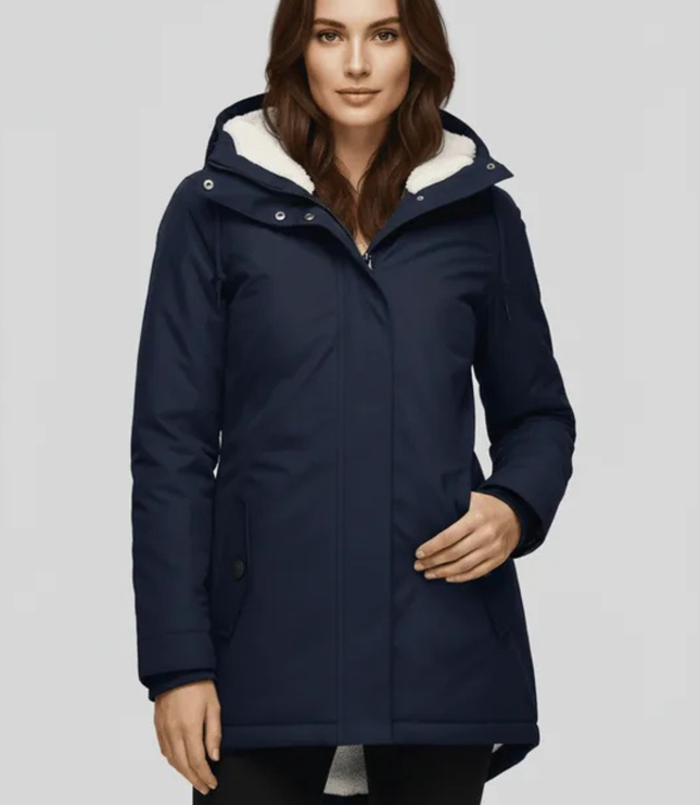 Women's Fleece Lined Hooded Longline Winter Parka Coat