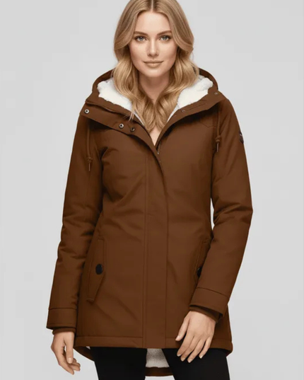 Women's Fleece Lined Hooded Longline Winter Parka Coat