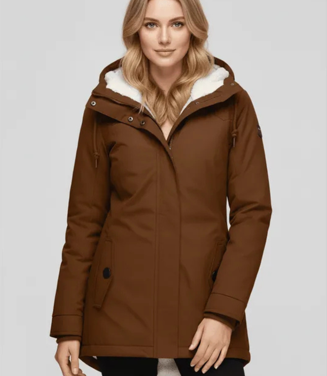 Women's Fleece Lined Hooded Longline Winter Parka Coat
