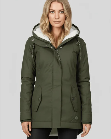 Women's Fleece Lined Hooded Longline Winter Parka Coat