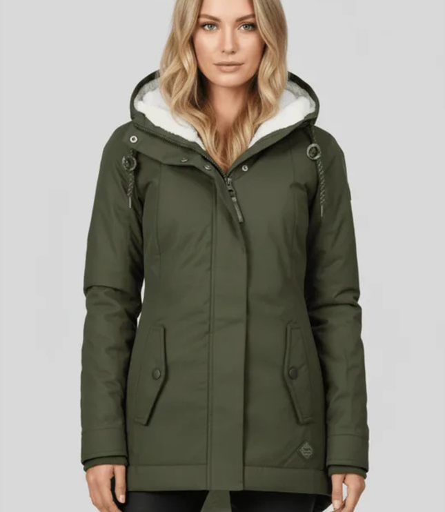 Women's Fleece Lined Hooded Longline Winter Parka Coat
