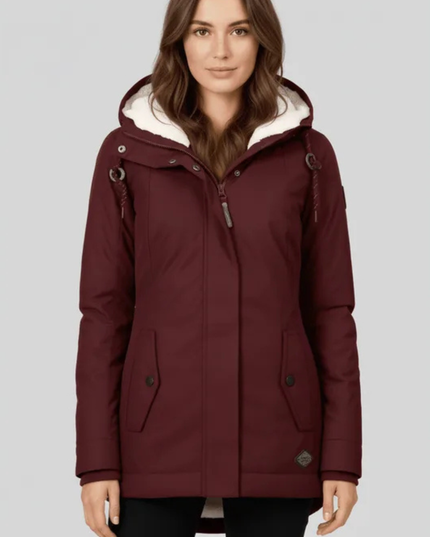 Women's Fleece Lined Hooded Longline Winter Parka Coat