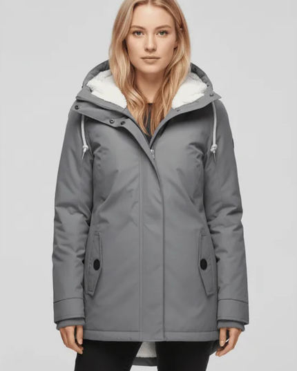 Women's Fleece Lined Hooded Longline Winter Parka Coat