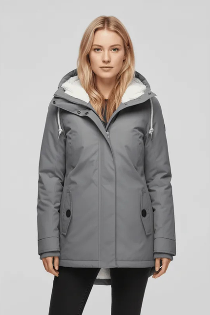 Women's Fleece Lined Hooded Longline Winter Parka Coat