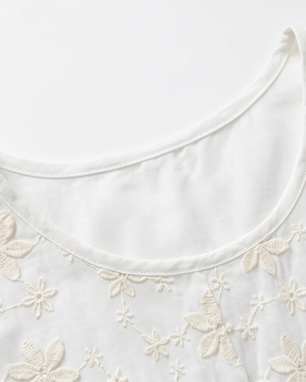 Women's Floral Embroidered Short Sleeve Blouse