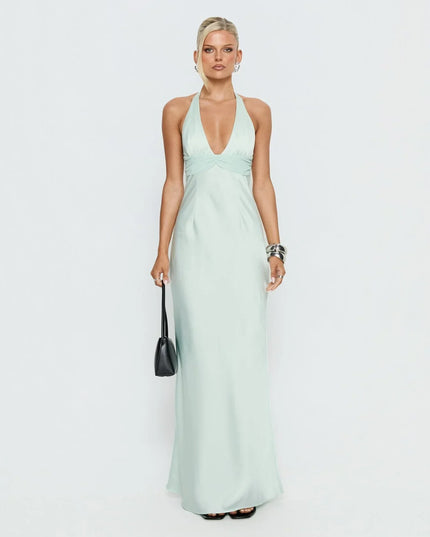 Women's Floral Halter Summer Wedding Guest Maxi Dress