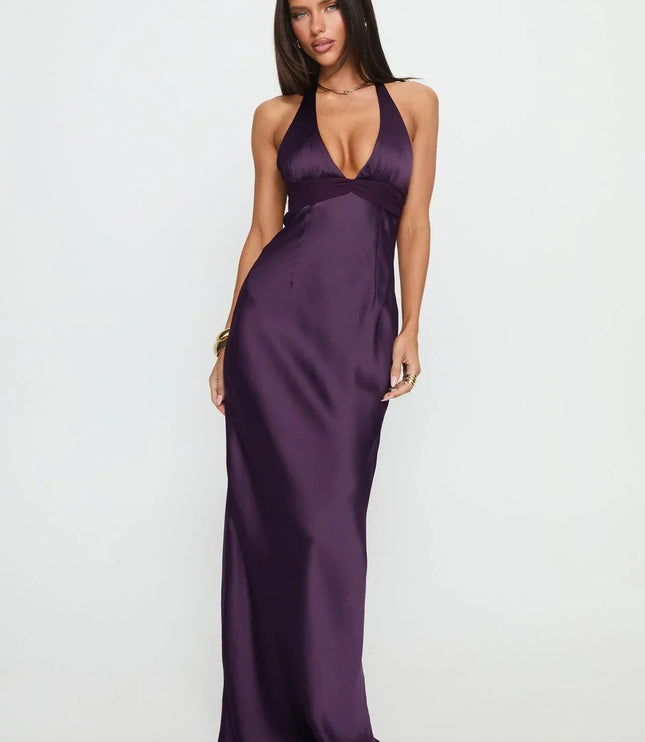 Women's Floral Halter Summer Wedding Guest Maxi Dress