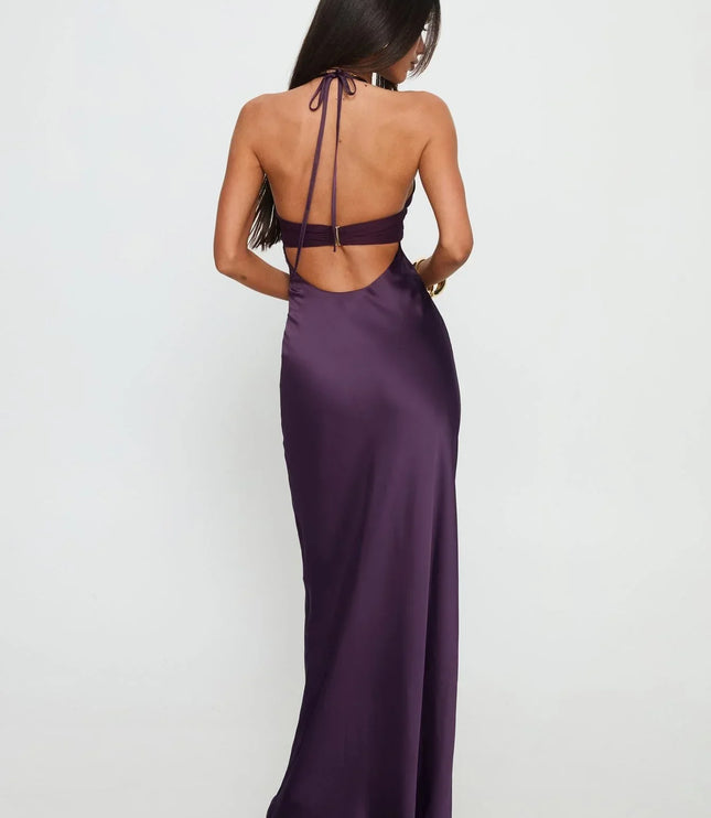 Women's Floral Halter Summer Wedding Guest Maxi Dress