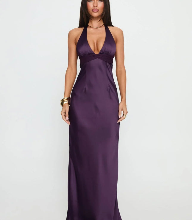 Women's Floral Halter Summer Wedding Guest Maxi Dress
