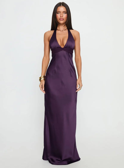 Women's Floral Halter Summer Wedding Guest Maxi Dress