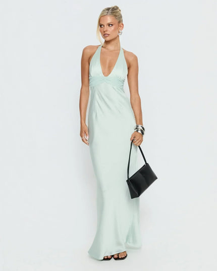 Women's Floral Halter Summer Wedding Guest Maxi Dress