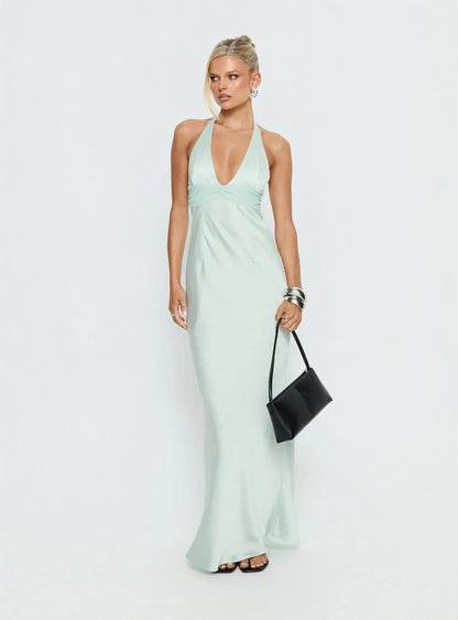 Women's Floral Halter Summer Wedding Guest Maxi Dress